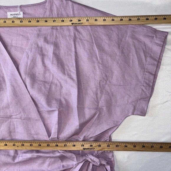 NWT Hudson North Rose Pink Linen Blend Belted Wrap Summer Dress Pockets Sz 3XL - Picture 8 of 16